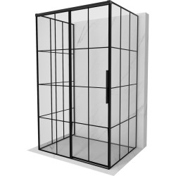 MEXEN/S - Rox-3S sprchový kout 3 stěnný , posuvný levá 90 x 75, černá kratka, černá (8C2-090-075-70-77-3S-L)
