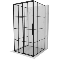 MEXEN/S - Rox-3S sprchový kout 3 stěnný , posuvný levá 90 x 90, černá kratka, černá (8C2-090-090-70-77-3S-L)