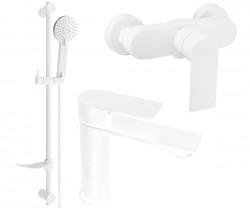 MEXEN/S - Royo DF05 Set umyvadlové a sprchové baterie s příslušenstvím, bílá (72204DF05-20)