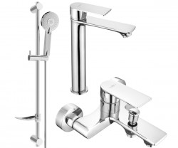 MEXEN/S - Royo DF40 Set umyvadlové a vanové baterie s příslušenstvím, chrom (72213DF40-00)