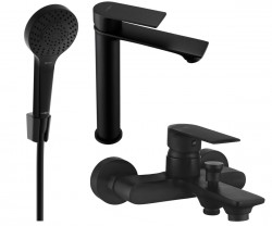 MEXEN/S - Royo R05 Set umyvadlové a vanové baterie s příslušenstvím, černá (72213R05-70)