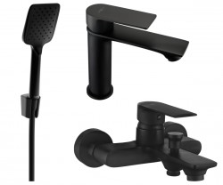 MEXEN/S - Royo R62 Set umyvadlové a vanové baterie s příslušenstvím, černá (72203R62-70)