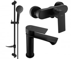 MEXEN/S - Royo SET umyvadlová + sprchová baterie s příslušenstvím DF05, černá (72204DF05-70)