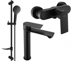 MEXEN/S - Royo SET umyvadlová + sprchová baterie s příslušenstvím DF05, černá (72214DF05-70)