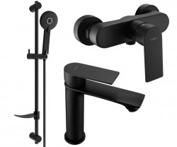 MEXEN/S - Royo SET umyvadlová + sprchová baterie s příslušenstvím DF40, černá (72204DF40-70)