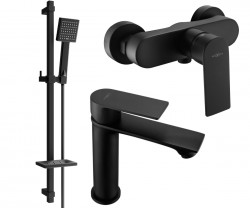 MEXEN/S - Royo SET umyvadlová + sprchová baterie s příslušenstvím DQ45, černá (72204DQ45-70)