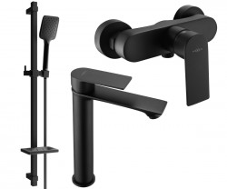 MEXEN/S - Royo SET umyvadlová + sprchová baterie s příslušenstvím DQ62, černá (72214DQ62-70)