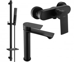 MEXEN/S - Royo SET umyvadlová + sprchová baterie s příslušenstvím DQ72, černá (72214DQ72-70)
