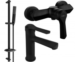 MEXEN/S - Saber DB72 Set umyvadlové a sprchové baterie s příslušenstvím, černá (72104DB72-70)