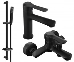 MEXEN/S - Saber DB72 Set umyvadlové a vanové baterie s příslušenstvím, černá (72103DB72-70)