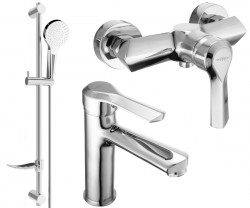 MEXEN/S - Saber DF05 Set umyvadlové a sprchové baterie s příslušenstvím, chrom (72104DF05-00)