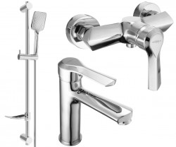 MEXEN/S - Saber DF62 Set umyvadlové a sprchové baterie s příslušenstvím, chrom (72104DF62-00)