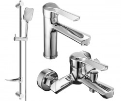 MEXEN/S - Saber DF62 Set umyvadlové a vanové baterie s příslušenstvím, chrom (72103DF62-00)