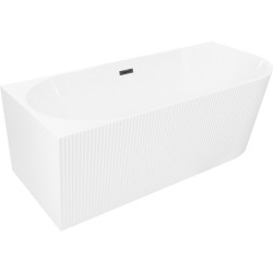MEXEN/S - Silo volně stojící rohová vana levá reliéf  150 x 75, bílá, sifon a přepad černá (52891507500L-70)