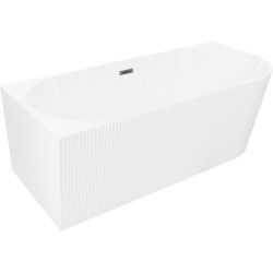 MEXEN/S - Silo volně stojící rohová vana levá reliéf  150 x 75, bílá, sifon a přepad grafit kartáčovaná (52891507500L-66)