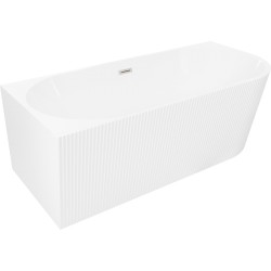 MEXEN/S - Silo volně stojící rohová vana levá reliéf  150 x 75, bílá, sifon a přepad nikl kartáčovaný (52891507500L-97)