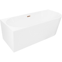 MEXEN/S - Silo volně stojící rohová vana levá reliéf  150 x 75, bílá, sifon a přepad růžové zlato (52891507500L-60)