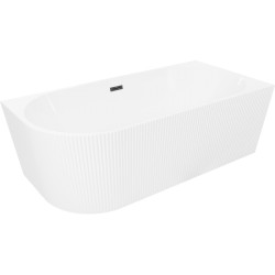 MEXEN/S - Silo volně stojící rohová vana pravá reliéf  150 x 75, bílá, sifon a přepad černá (52891507500P-70)