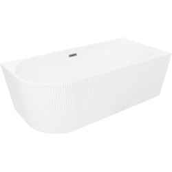 MEXEN/S - Silo volně stojící rohová vana pravá reliéf  150 x 75, bílá, sifon a přepad grafit metal (52891507500P-95)