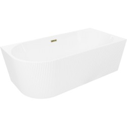 MEXEN/S - Silo volně stojící rohová vana pravá reliéf  150 x 75, bílá, sifon a přepad zlatá (52891507500P-50)