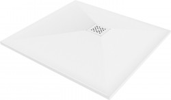 MEXEN/S - Stone+ čtvercová sprchová vanička 70 x 70, bílá, mřížka bílá (44107070-W)