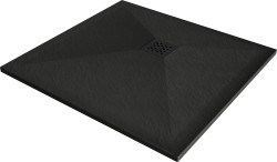 MEXEN/S - Stone+ čtvercová sprchová vanička 70 x 70, černá, mřížka černá (44707070-B)