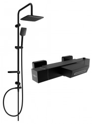 MEXEN/S - Sven sprchový sloup včetně vanové termostatické baterie Cube, černá (77360262-70)