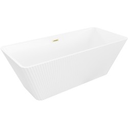 MEXEN/S - Tava volně stojící vana reliéf 170 x 75, bílá, sifon a přepad zlatá kartáčovaná (52851707500-55)