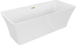 MEXEN/S - Tonia volně stojící vana 170 x 75, bílá, sifon a přepad zlatá kartáčovaná (52171707500-55)
