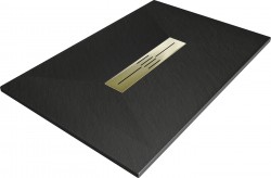MEXEN/S - Toro obdélníková sprchová vanička SMC 130 x 70, černá, mřížka zlatá (43707013-G)