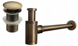 MEXEN/S - Umyvadlový sifon s výpustí click-clack bez přepadu, antický bronz (7991050-30)