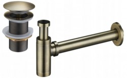 MEXEN/S - Umyvadlový sifon s výpustí click-clack bez přepadu, starožitná mosaz (7991050-40)