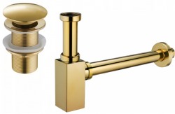 MEXEN/S - Umyvadlový sifon s výpustí click-clack bez přepadu, zlatý (7991060-50)