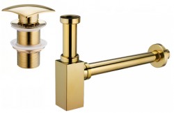 MEXEN/S - Umyvadlový sifon s výpustí click-clack bez přepadu, zlatý (7991660-50)