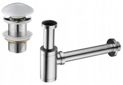 MEXEN/S - Umyvadlový sifon s výpustí click-clack s keramickou zátkou bez přepadu, chrom/bílá (7991050-02)