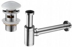 MEXEN/S - Umyvadlový sifon s výpustí click-clack s přepadem a keramickou zátkou, chrom/bílý (7992050-02)
