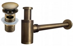 MEXEN/S - Umyvadlový sifon s výpustí click-clack s přepadem, bronz (7992050-30)