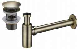 MEXEN/S - Umyvadlový sifon s výpustí click-clack s přepadem, starožitná mosaz (7992050-40)