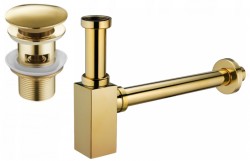 MEXEN/S - Umyvadlový sifon s výpustí click-clack s přepadem, zlatý (7992060-50)