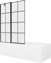 MEXEN/S - Vega obdélníková vana 150 x 70 cm s panelem + vanová zástěna 120, černá vzor (550115070X9412117077)