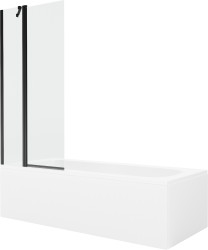 MEXEN/S - Vega obdélníková vana 150 x 70 cm s panelem + vanová zástěna 80, transparent, černá (550115070X9408117000)