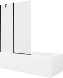 MEXEN/S - Vega obdélníková vana 160 x 70 cm s panelem + vanová zástěna 120, transparent, černá (550116070X9412117000)