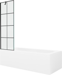 MEXEN/S - Vega obdélníková vana 160 x 70 cm s panelem + vanová zástěna 60, černá vzor (550116070X9506007077)