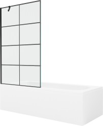 MEXEN/S - Vega obdélníková vana 170 x 70 cm s panelem + vanová zástěna 100, černá vzor (550117077X9510007077)