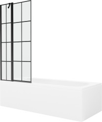 MEXEN/S - Vega obdélníková vana 170 x 70 cm s panelem + vanová zástěna 80, černá vzor (550117070X9408117077)