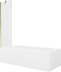 MEXEN/S - Vega obdélníková vana 180 x 80 cm s panelem + vanová zástěna 50 cm, transparent, zlatá (550118080X9505000050)