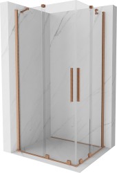 MEXEN/S - Velar Duo čtvercový sprchový kout 90 x 80, transparent, měď kartáčovaná (871-090-080-02-65)