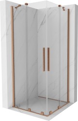 MEXEN/S - Velar Duo čtvercový sprchový kout 90 x 90, transparent, měď kartáčovaná (871-090-090-02-65)