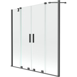 MEXEN/S - Velar Duo dvoukřídlá posuvná vanová zástěna 140 x 150, transparent, grafit metal (896-140-000-02-95)