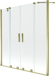MEXEN/S - Velar Duo Dvoukřídlá posuvná vanová zástěna 140 x 150, transparent, zlatá (896-140-000-02-50)